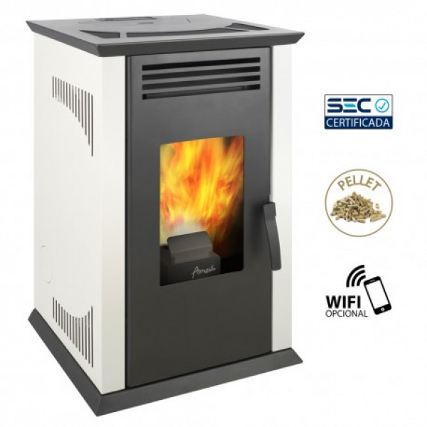 Estufa a pellet blanco italy 8100 168 m2 amesti