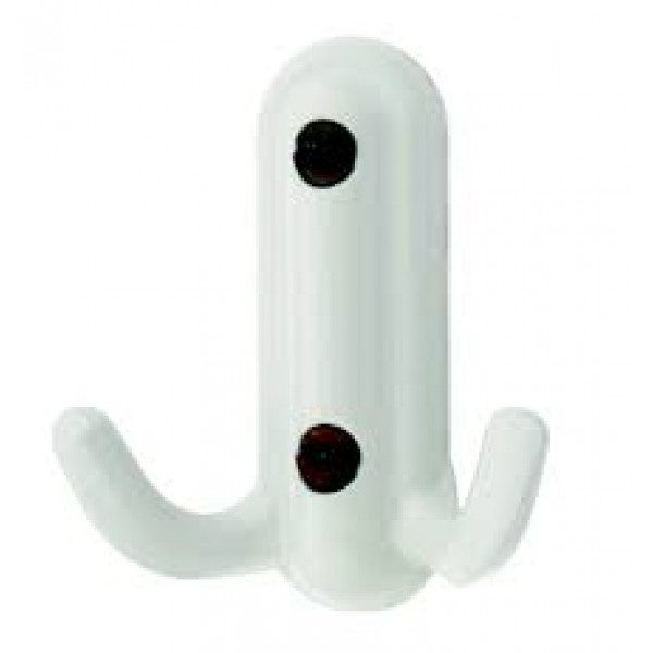 Percha metalica 2 gancho blanca poli