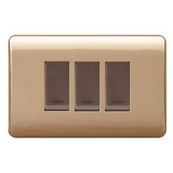 Interruptor triple embutido bticino cafe