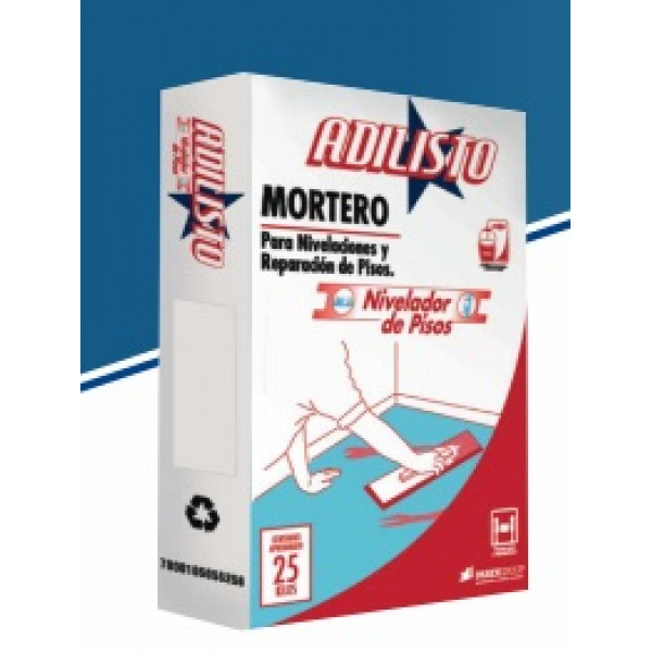 Mortero nivelador de pisos 25 kg adilisto 